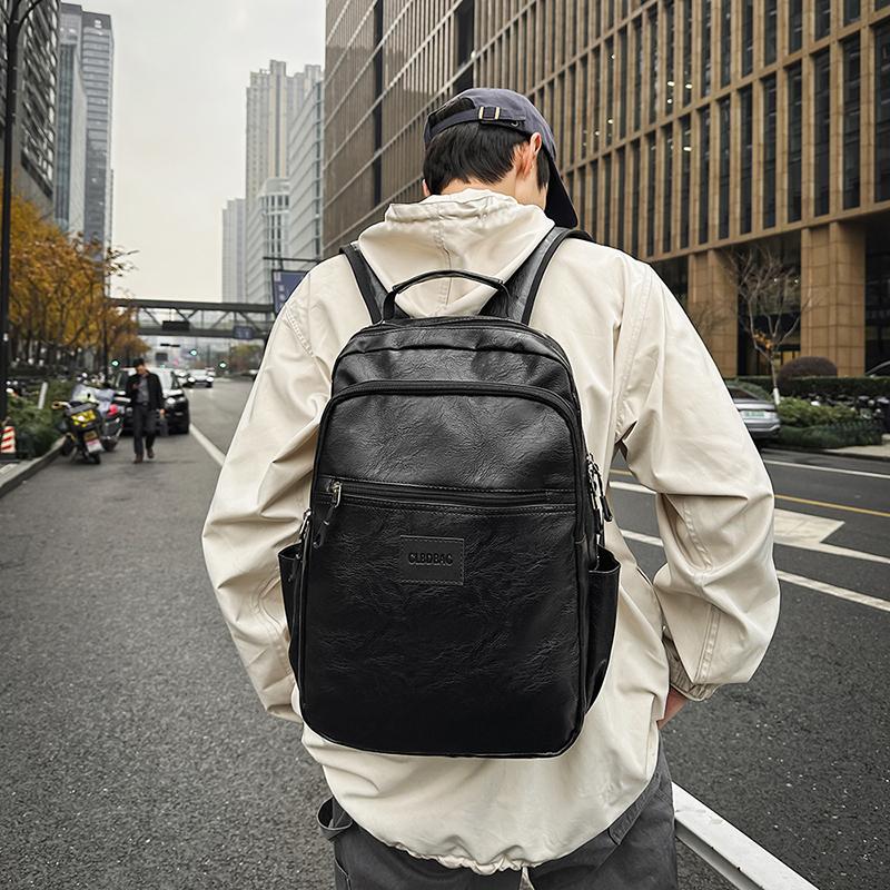 Студенческая сумка, мягкий кожаный мужской деловой рюкзак, большая вместимость, компьютерный рюкзак