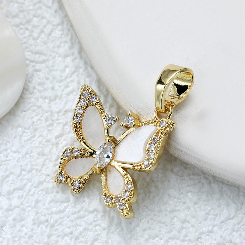 Подвеска-бабочка из позолоченной меди с цирконием для самостоятельного изготовления украшений