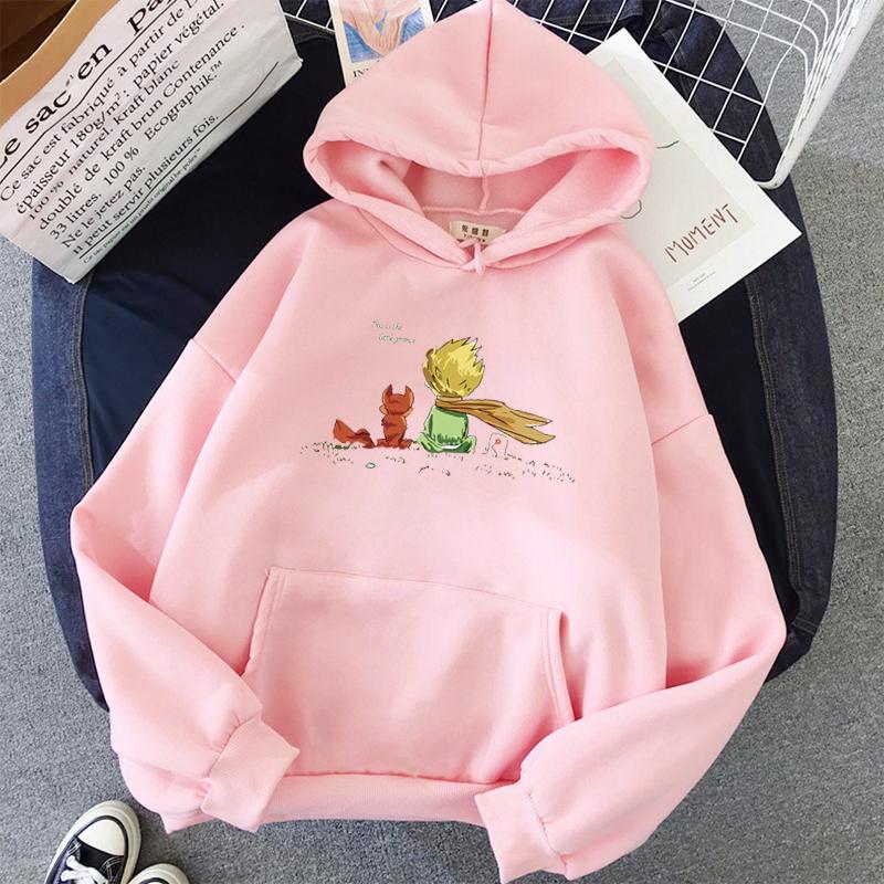 Толстовка с капюшоном Kawaii Cartoon Girls Oversize, весна/осень, светло-голубые топы с длинным рукавом и карманом