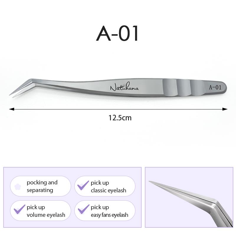 NATUHANA Professional Eyelash Tweezers High Precision Volume Lash Tweezers Stainless Steel False Eyelash Applicator Makeup Tools