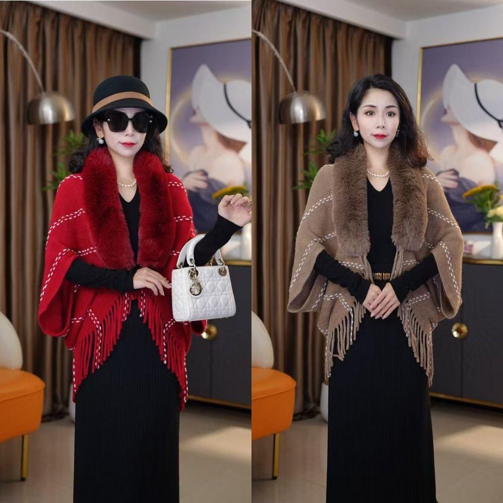 Knitted Plush Wraps Scarf Winter Warm Tassel Loose Shawl  for Evening Dresses Wedding