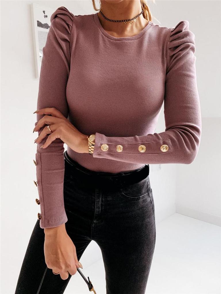 Рубашка с пышными рукавами на пуговицах с длинным рукавом Осень/Зима 2024