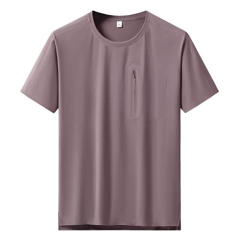 Высококачественная футболка с коротким рукавом, мужская, из дышащего, быстросохнущего материала Ice Silk, удобная футболка с дизайном