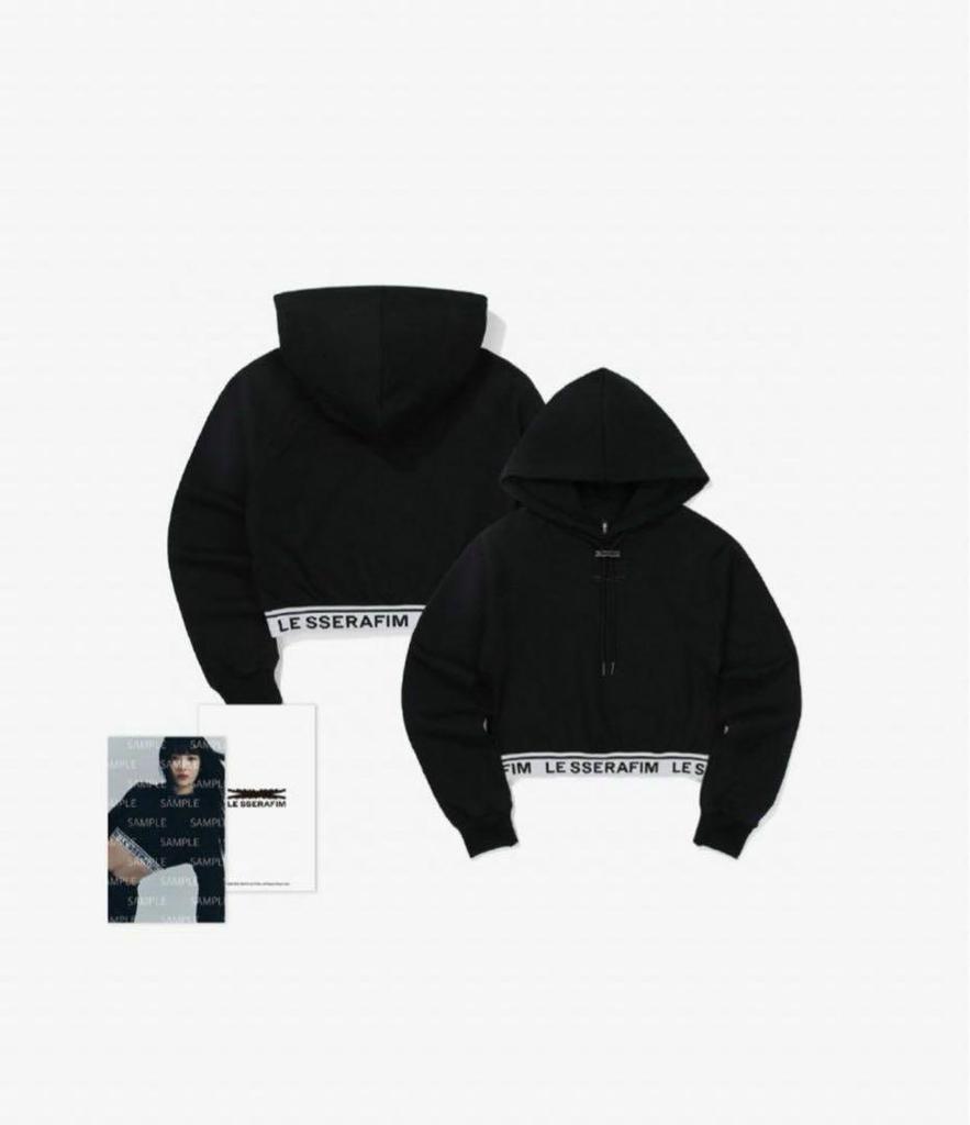 [USED] LE SSERAFIM CROP HOODIE (Black)