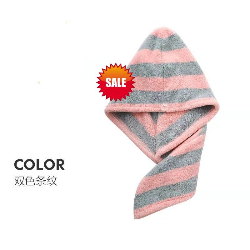 Factory Price Dry Hair Towel Absorbent Striped Bath Towel Women Washcloth for Shower Bathroom Microfiber Home