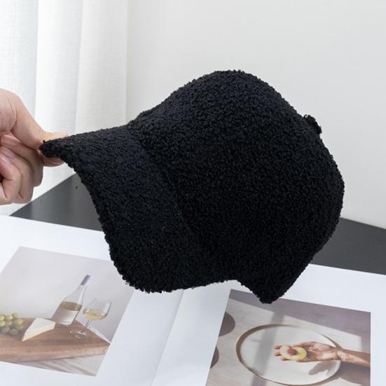 Plush Baseball Cap Autumn Winter Fuzzy Curved Brim Windproof Warm Solid Color UV Protection Men Women Adults Outdoor Sports Casual Ponytail Peaked Hat