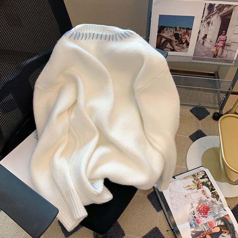 Женский однотонный свитер с узором в форме сердца, круглым вырезом, длинным рукавом, свободный пуловер, женский зимний теплый топ