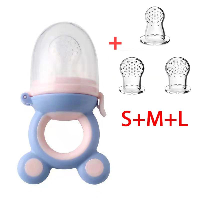 Silicone Baby Food Pacifier with Spoon Set Infant Food Vegetable Fruit Feeder Toddler Soft Spoons Kids Feeding Nipple Soother
