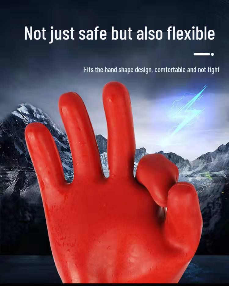 High-Voltage Insulating Gloves: 10KV-20KV Rubber, Anti-Shock, Anti-Static, Electrician Safety (12KV).