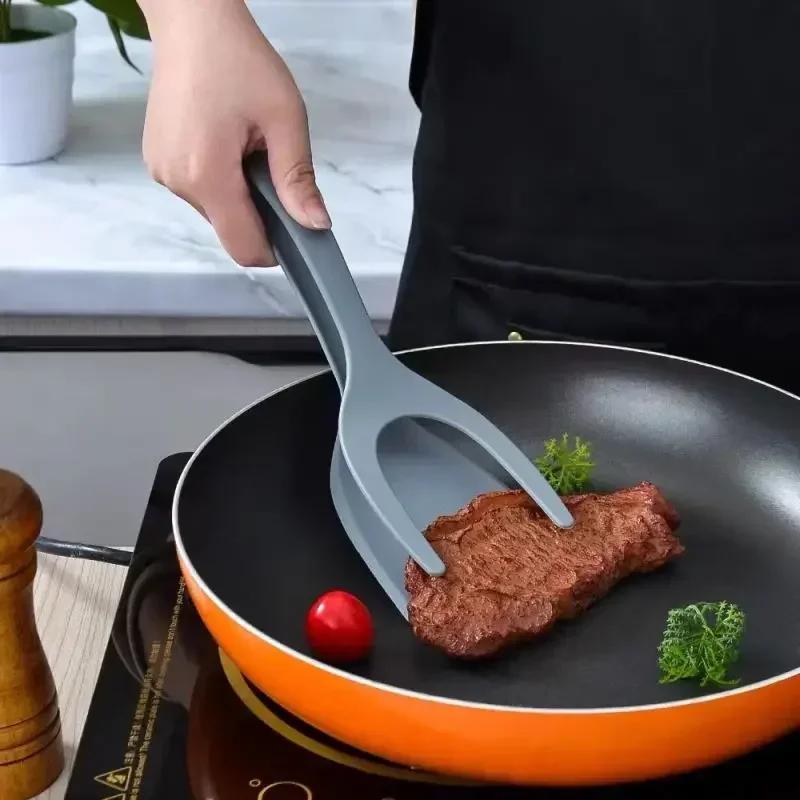 Лопатка-щипцы для яиц 2-в-1 Кухонная утварь Кухонные аксессуары Машина для приготовления блинов Щипцы для переворачивания Нейлоновый зажим Гаджеты Инструменты