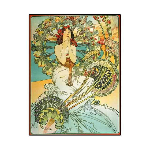 Винтажные женские холсты с Альфонсом Муха, художественные постеры и картины на холсте с принтом, настенные картины для гостиной, украшения дома, без рамки