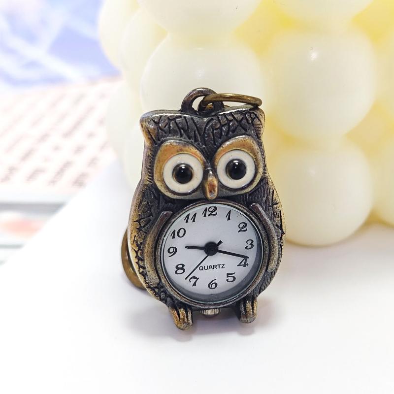 Мультяшные женские мужские карманные часы Сова Милые Мини Антикварные Бронзовый Цвет Кварцевые Карманные Часы на Цепочке Для Подарка Семье На День Рождения