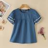 Women Casual Lace Patchwork Short Sleeve Blouse