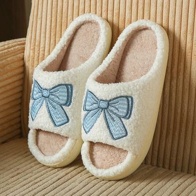Мода Мода Женские тапочки Домашние Осень Зима Дизайнерская женская обувь Роскошный бант Пушистые меховые шлепанцы Плоские Повседневные Домашние Пушистые тапочки