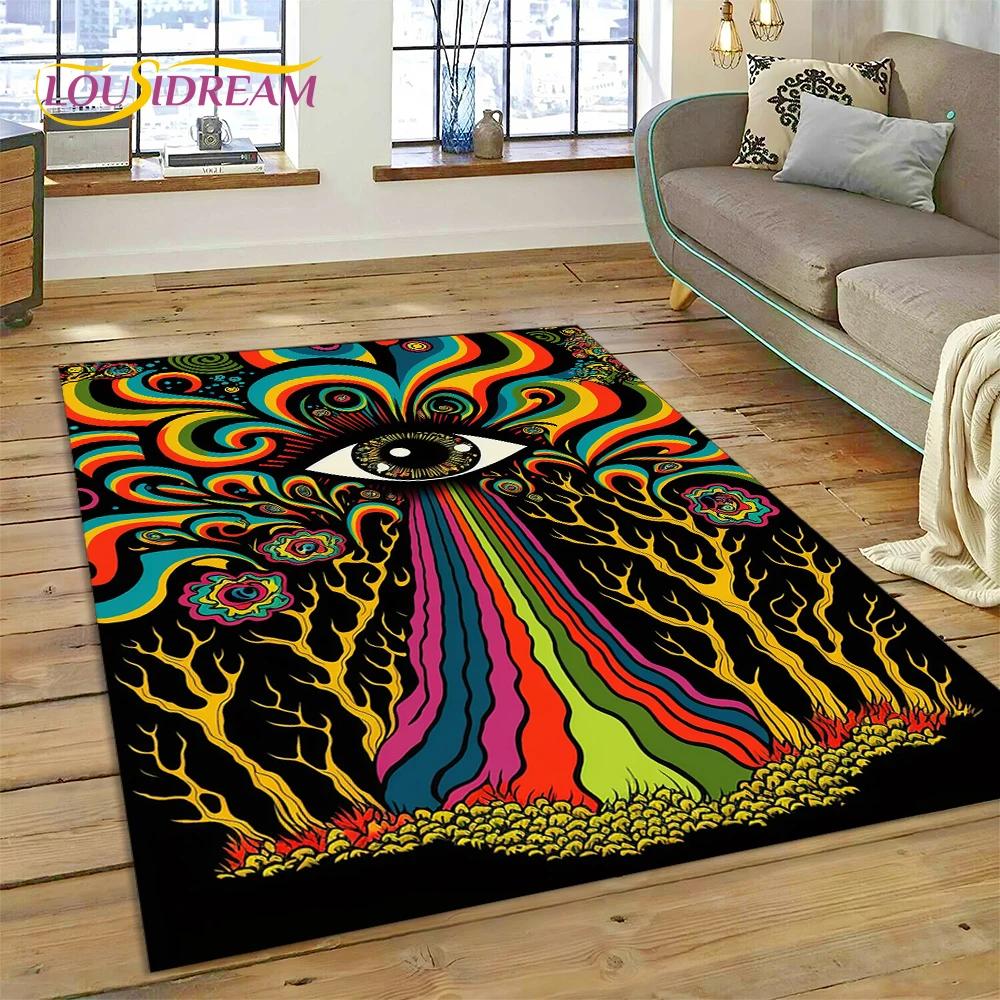 Ковер Коврик Глаз Фатимы Турция Синий Назар Глаз Гора для Декора Гостиной Спальни, Напольный Коврик Нескользящий Декор для Дивана Придверный Коврик