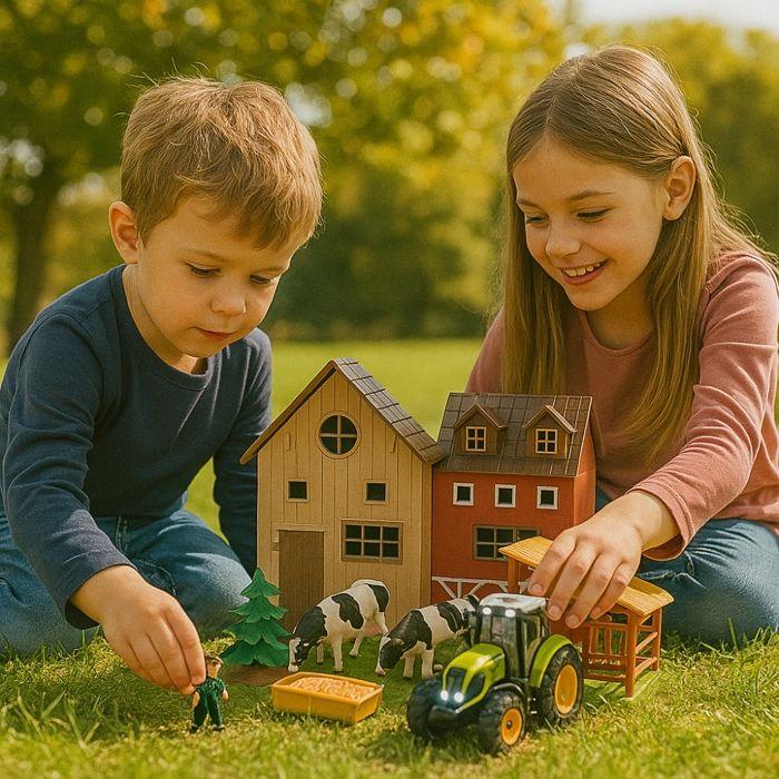 Jouet - SHOP-STORY - Mon Coffret de la Ferme - 12 Pièces - Tracteur Sonore et Lumineux - Dès 3 Ans