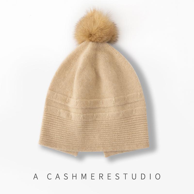 Женская шапка-бини из 100% чистого кашемира с помпоном, вязаная, зимняя, теплая, мягкая, удлиненная шапка-скулли, аксессуар для холодной погоды