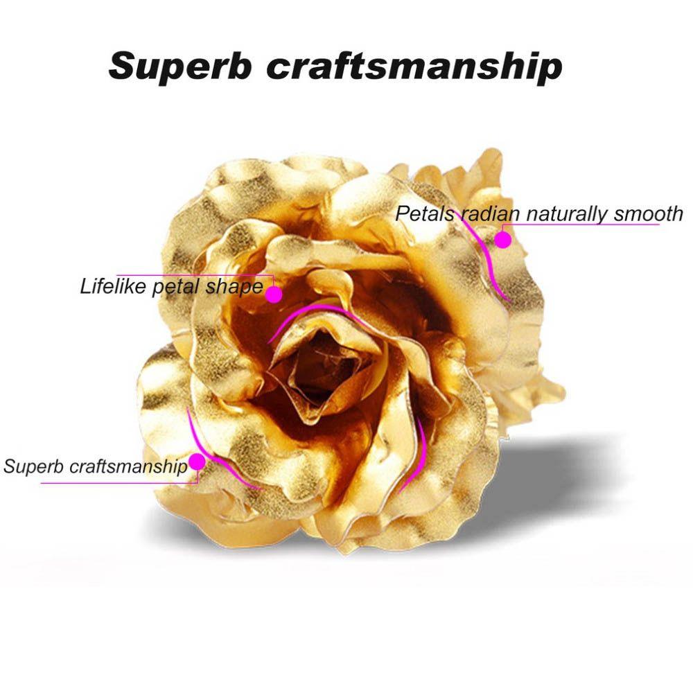 Домашний декор Подарки для влюбленных Подарок на День святого Валентина с длинным стеблем, 24-каратная золотая фольга, цветок розы, ручная работа