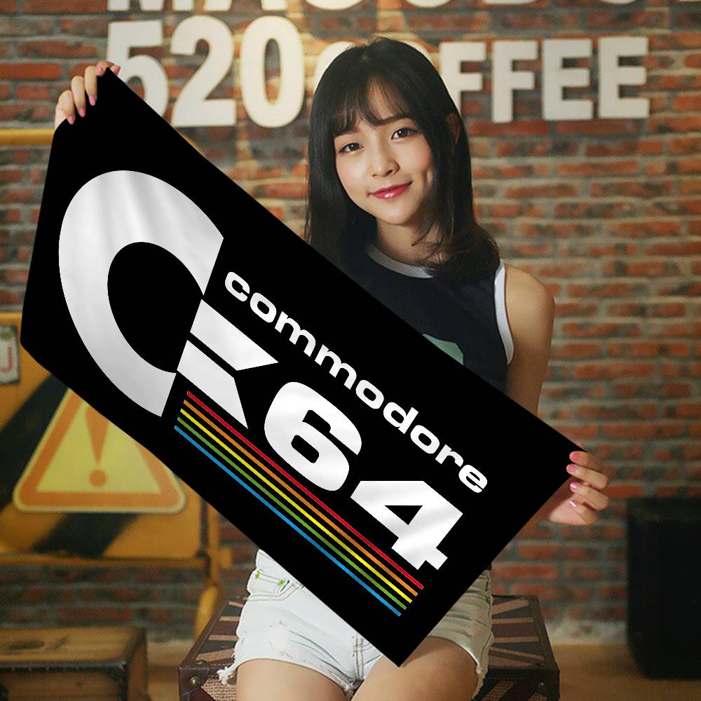 C-Commodore 64 Логотип Пляжное Полотенце Цветные Банные Полотенца Для Девочки Микрофибра Быстросохнущее Индивидуальное Без Песка Пляж Йога Спа Спортзал Бассейн