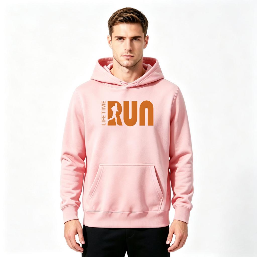 Men's Print Crewneck Long Sleeve Casual Pullover Hoodie Running Life Graphic Sweatshirt