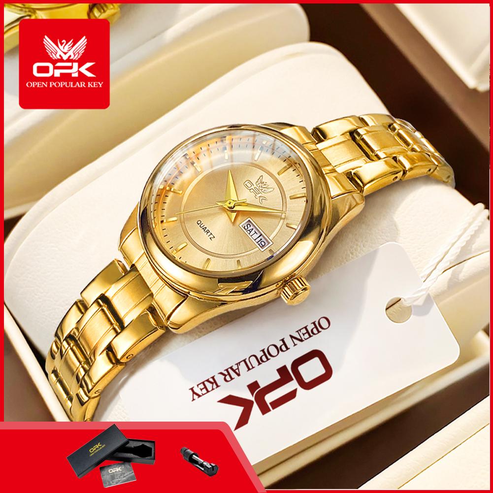 OPK 6022 Quartz Women's Watches Luminous Date Week Waterproof Luminous Original Luxury Fashion Ladies Dress Wristwatch
