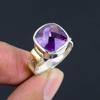 Two Tone Amethyst Gemstone Solid 925 Sterling Silver Ring Handmade Amethyst Designer Ring Gift For Women & Girls