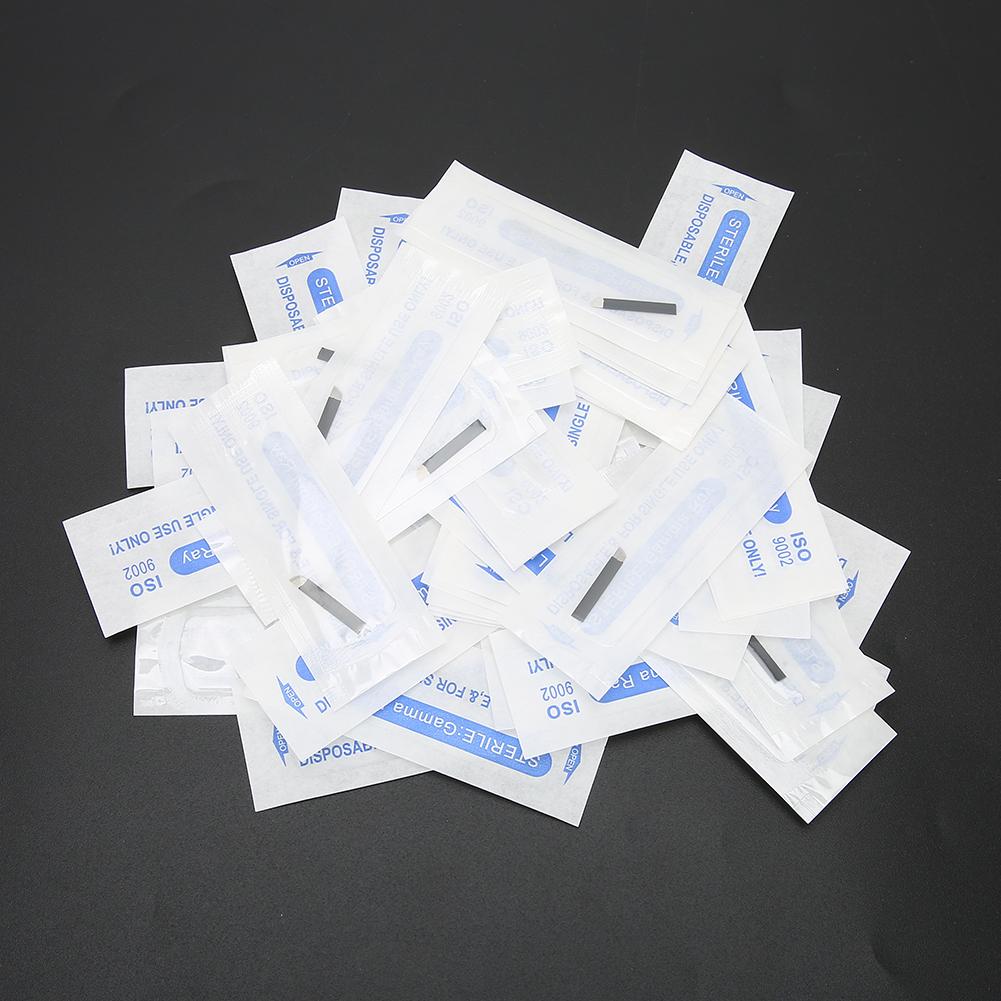 50pcs Eyebrow Microblading Needles Blade Fine Tattooing Permanent Makeup Blades 0.18mm(16‑pin )