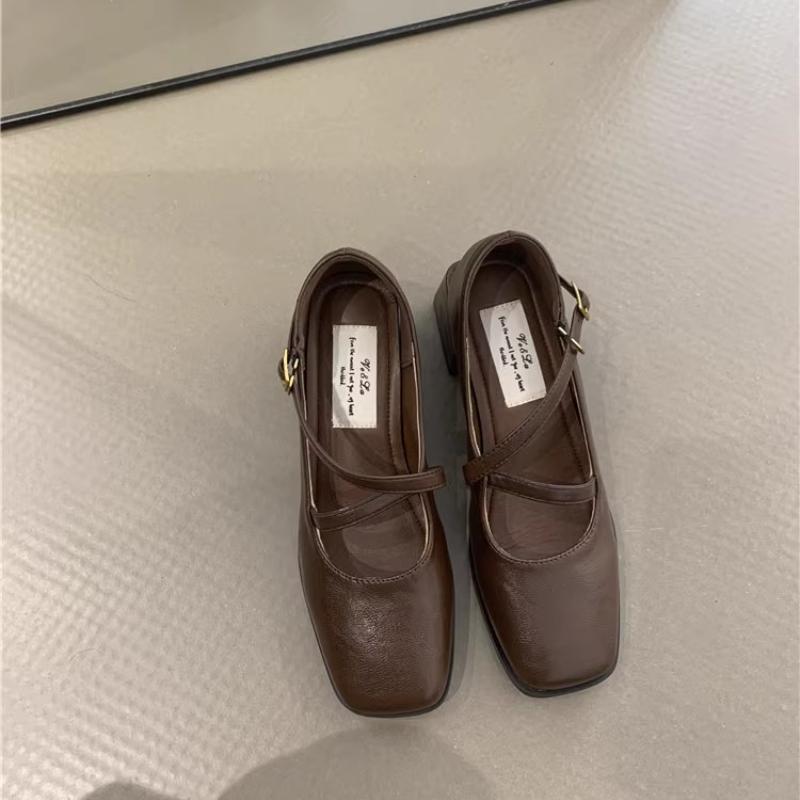 Модные туфли-лодочки с квадратным носком, осенние новинки, на одной перемычке, нескользящие, износостойкие, на блочном каблуке