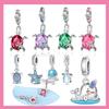 Original Copper Glass Sea Turtle Dangle Charm Fit Women'S Necklace Diy Bracelet Beads Jewelry Commemorative Gifts