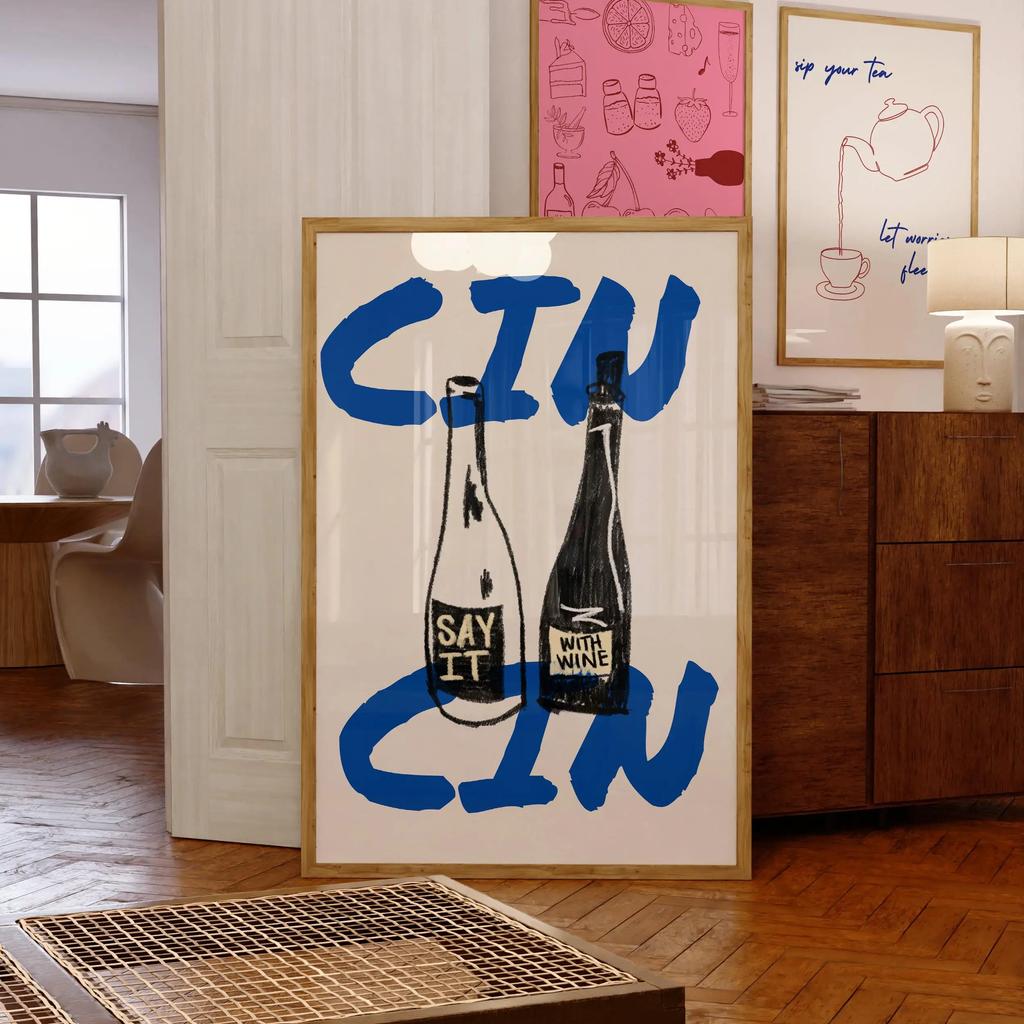 Винный Алкоголь Ура Принт Ретро Постер Барная Тележка Холст Настенное Искусство Декор Напитки Подарок Дом Гостиная Ванная Декор плакаты