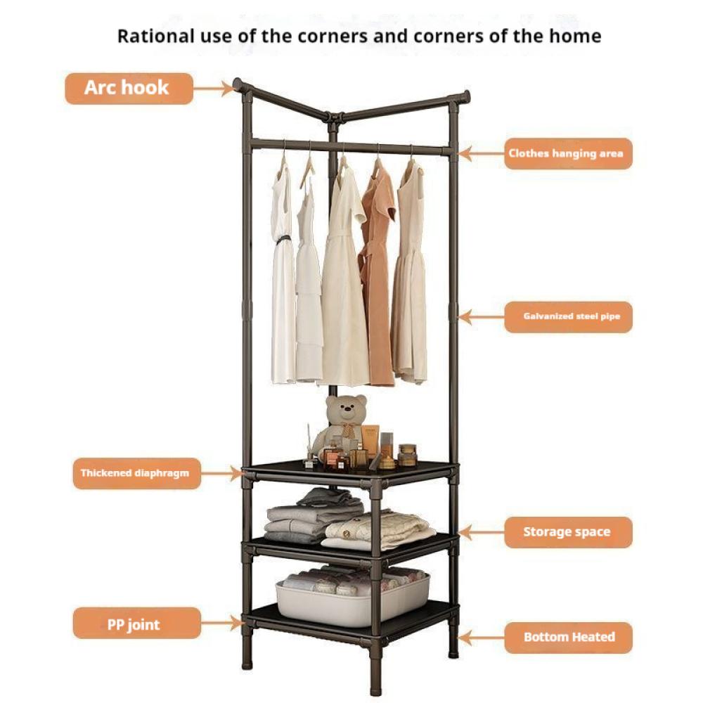 Multi-layer Coat Rack Floor Hanger Vertical Simple Vertical Clothes Hanger Corner Bedside Table Clothes Storage Cabinet Family