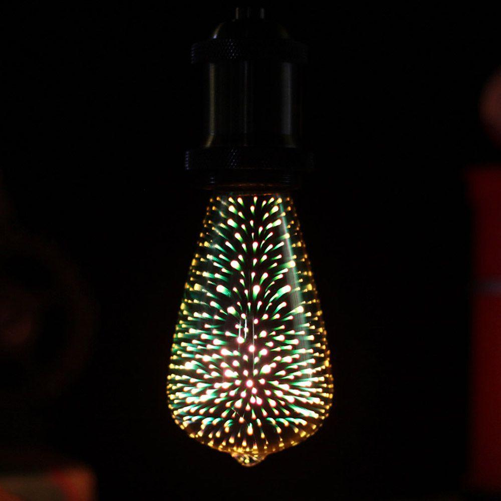 1/2 шт., винтажная светодиодная лампа золотого фейерверка, 3D свет звездного неба, AC85-265V E27, 4 Вт, светодиод 2300K, теплый свет для декора праздничной вечеринки, 2,51 дюйма X5,62 дюйма