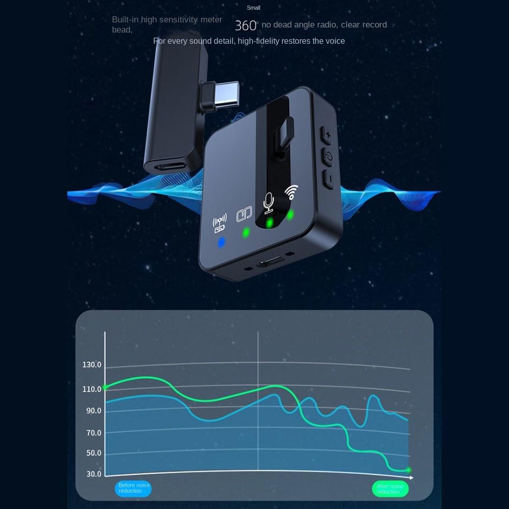 Type-C Wireless Lavalier Microphone Mini Mic Wireless Noise Canceling Mic  Outdoor
