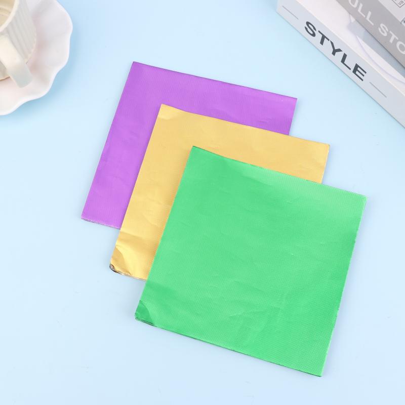 100 шт. 15X15 см Алюминиевая фольга Оберточная бумага Листы Фольга Бумага для упаковки конфет Шоколад Свадебная вечеринка Упаковка для конфет