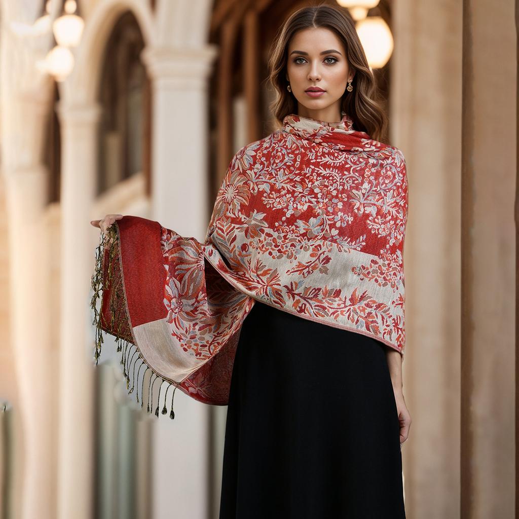 New Sunflower Tassel Long Scarf Fashionable Printed Ethnic Style Embroidered Scarf Versatile Shawl Headscarf