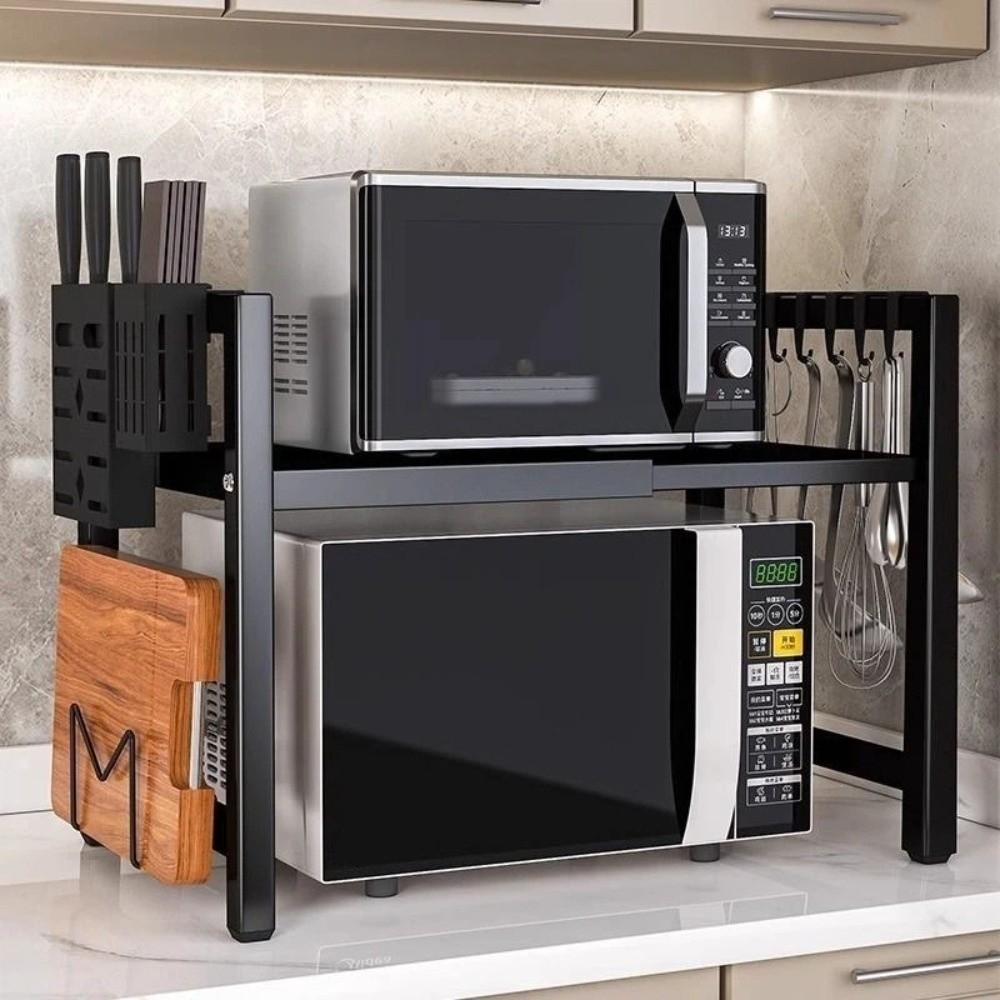 Retractable Microwave Stand Expandable Oven Storage Shelf Spice Jars Rack Baking Organization