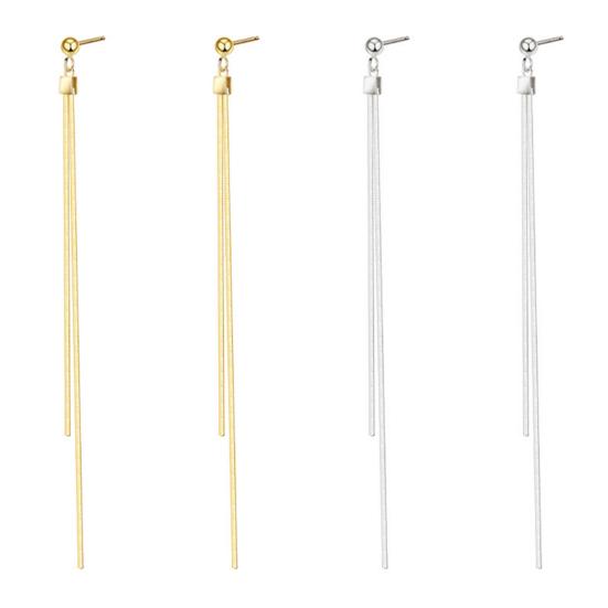 1 Pair Women Hanging Earrings Long Linear Tassel Alloy Electroplated Ear Jewelry Lady Prom Cocktail Party Dangle Earrings