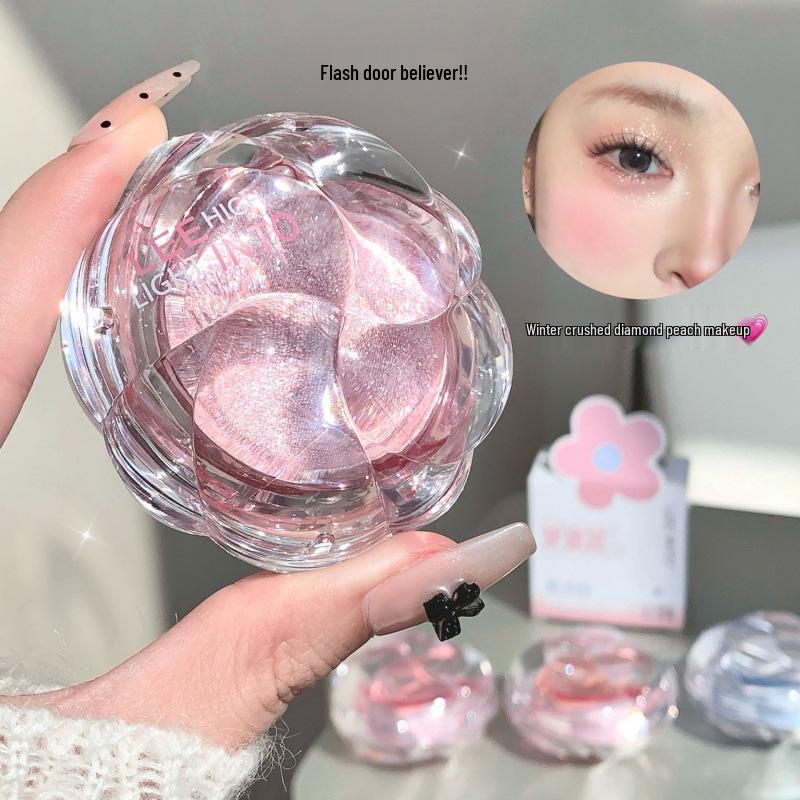 LEEINTO Сияющий Хайлайтер и Румяна 'Цветок Мечты' с Мелким Глитерром - Осветляющая Пудра для Глаз и Щечек