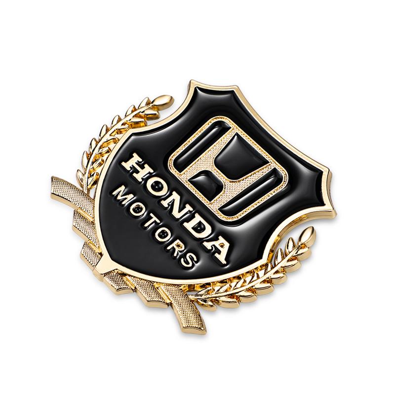AAALY1 2Pcs Car Logo Metal Sticker Window Trunk Emblem Accessories For Honda Civic Fit Jazz Accord Pilot CRV Odyssey Passport City HRV