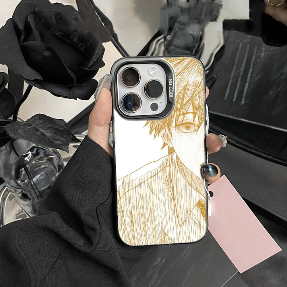 Чехол для телефона K-Reze C-Chainsaw Man для iPhone 17, 16, 15, 14, 13, 12 Pro Max белый Конфетный Матовый Ударопрочный Чехол