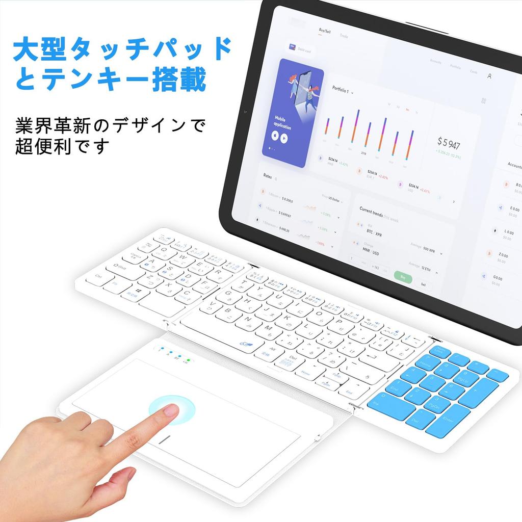 Omikamo Беспроводная большая сенсорная панель и цифровая клавиатура для iPad на японском языке, совместимая с компьютером Mac, руководство пользователя на японском языке, складная,