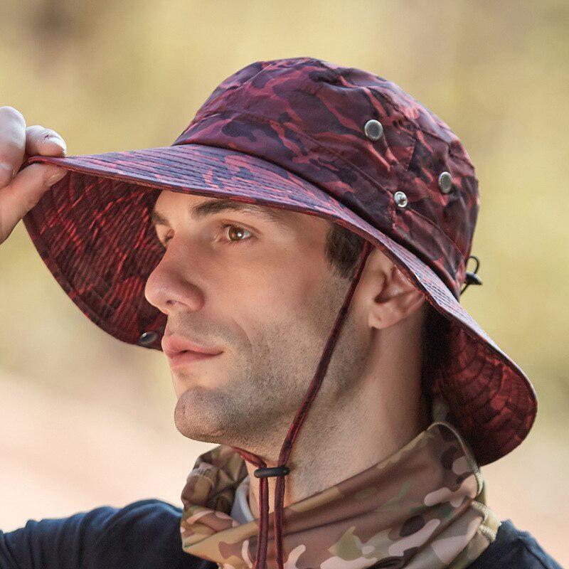 Men's Sun Cap Breathable Quick Dry Bucket Hats Sun Protection Anti-UV Fishing Camping Camouflage Fisherman Hat