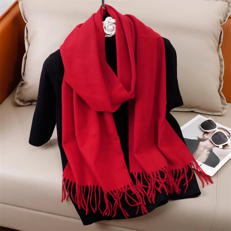 New Winer Warm Cashmere Scarf for Women Fashion Solid Thick Blanket Pashmina Shawl Wrap Female Bufanda Echarpe Foulard