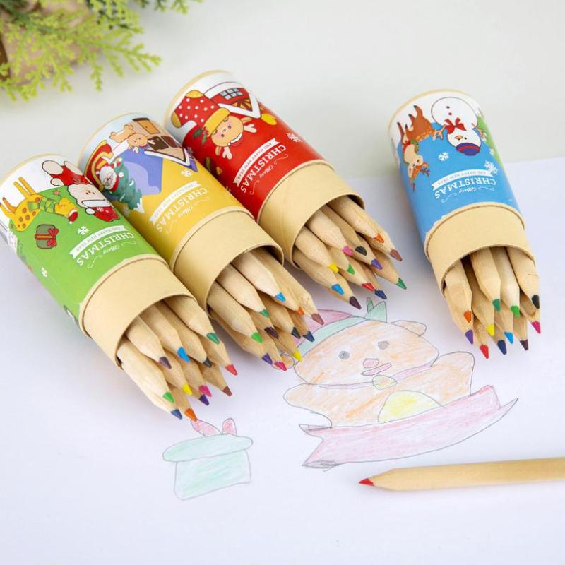 12 Color Christmas Pencil Filled Graffiti Art Painting Brush Drawing Pencils Sketching Pen Stationery Supplies Christmas Gifts