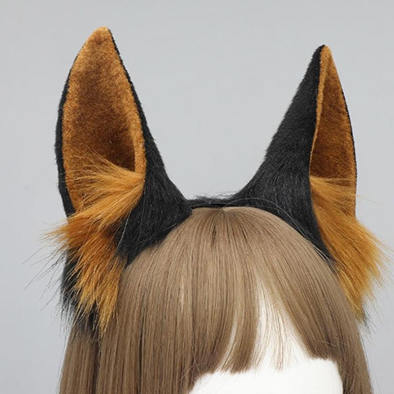 Косплей Повязки на голову с собачьими ушами Доберманы Карнавалы Аниме Персонаж Повязка для волос Повязки на голову с собачьими ушами Плюшевый Рождественский Обруч для волос