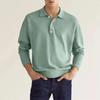 Men's Autumn Long Sleeved V-neck Button Down Casual Top Polo Shirt
