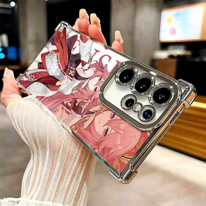 Аниме Чехол для телефона с покрытием Genshin Impact Для Samsung Galaxy S24 S25 FE S26 Edge S23 Ultra S22 S21 Plus S20 Противоударный Чехол с Airbag
