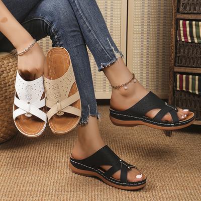 Модные женские тапочки 2024 года, новые летние модные повседневные босоножки с открытым носком, туфли на плоской подошве, тапочки на низком каблуке, шлепанцы для женщин, большие размеры