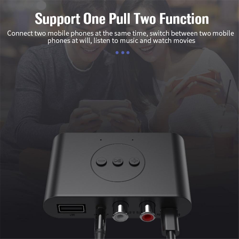 Аудиоприемник Bluetooth 5,0, стереомузыка, беспроводной адаптер, поддержка U-диска, NFC, RCA, разъем AUX 3,5 мм, громкой связи, автомобильный динамик, усилитель