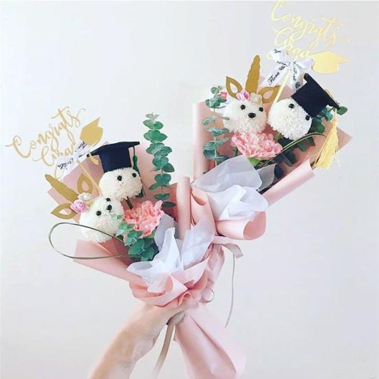 20 шт., фетровая мини-выпускная шляпа бакалавра с кисточками, праздничный Топпер для бутылки вина, товары для выпускного вечера